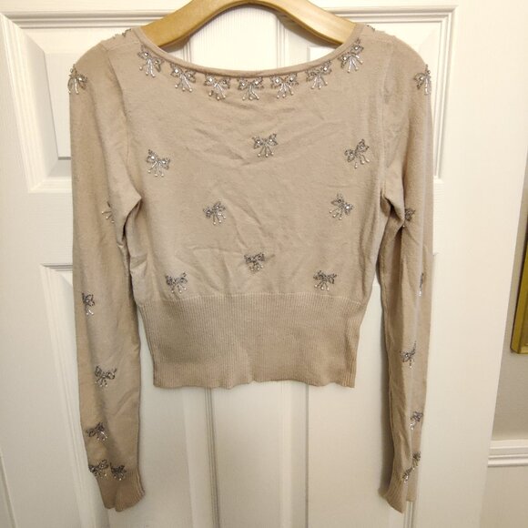 Express SZ-S Allover Butterfly Embellishment Sweater Cardigan - Picture 4 of 13
